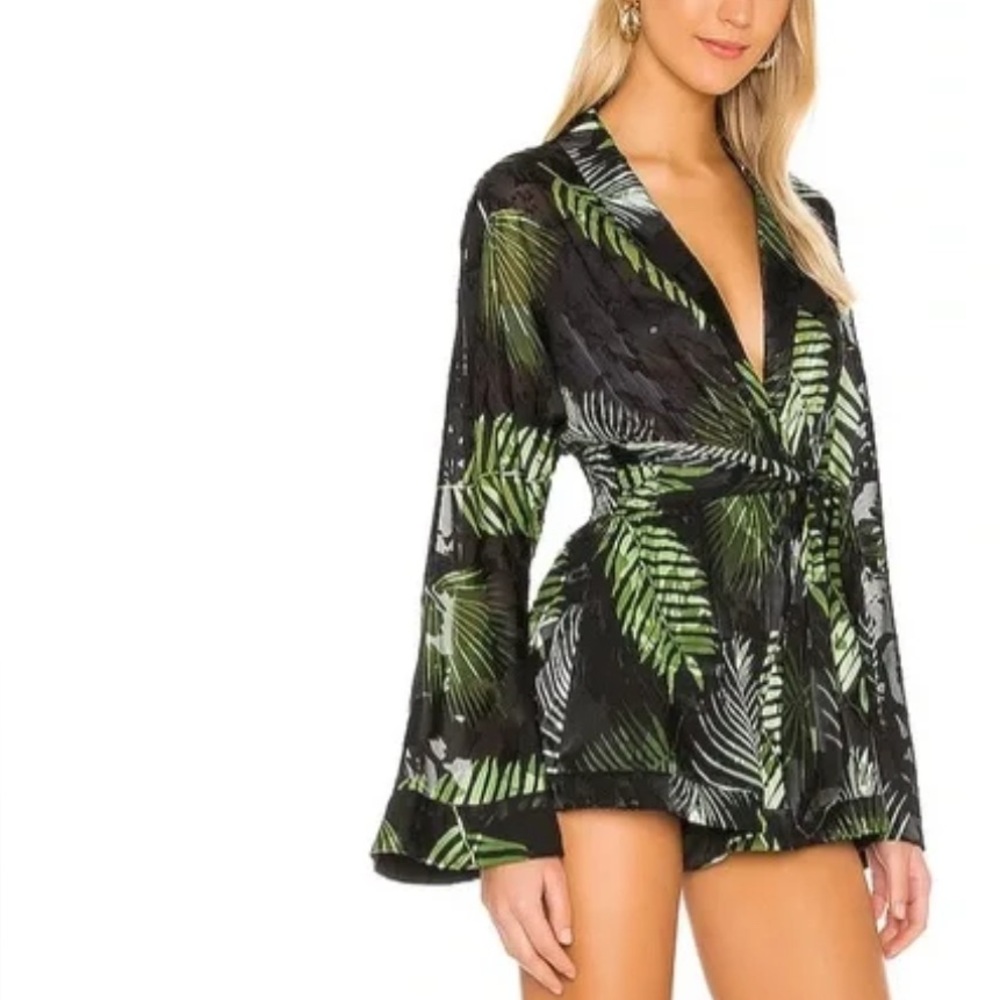Camila Coelho Green and Black Sheer Top